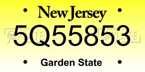 5Q55853 New Jersey License Plate