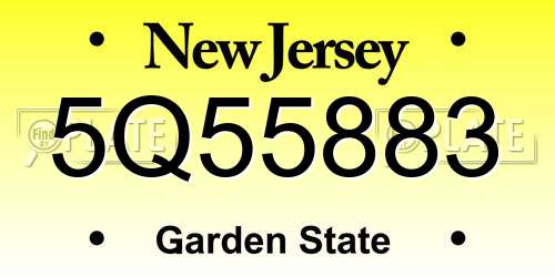 5Q55883 New Jersey License Plate