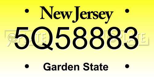 5Q58883 New Jersey License Plate