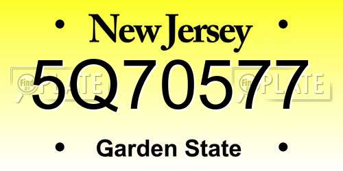 5Q70577 New Jersey License Plate