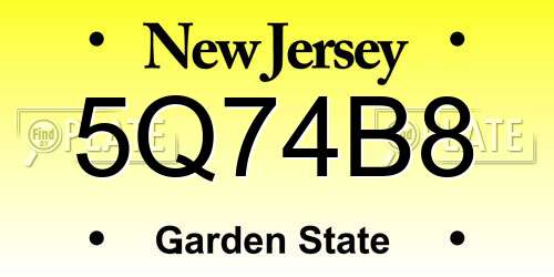 5Q74B8 New Jersey License Plate