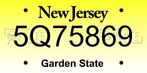 5Q75869 New Jersey License Plate