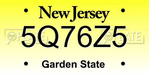 5Q76Z5 New Jersey License Plate