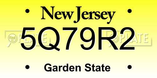 5Q79R2 New Jersey License Plate