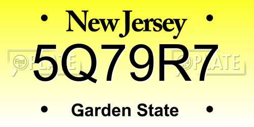 5Q79R7 New Jersey License Plate