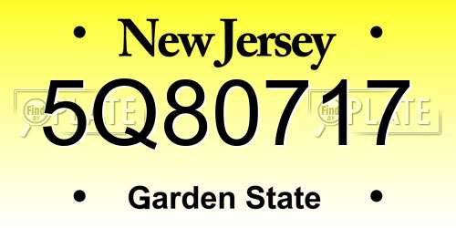 5Q80717 New Jersey License Plate