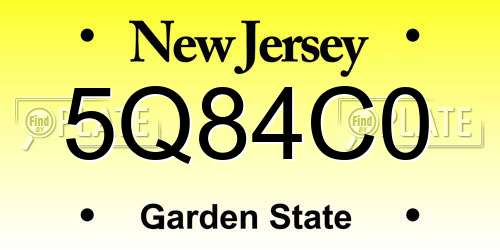 5Q84C0 New Jersey License Plate