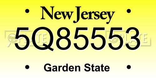 5Q85553 New Jersey License Plate