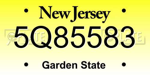 5Q85583 New Jersey License Plate