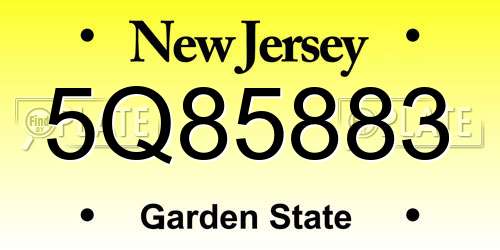 5Q85883 New Jersey License Plate