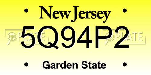 5Q94P2 New Jersey License Plate