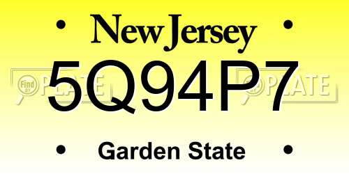 5Q94P7 New Jersey License Plate