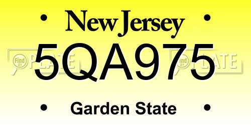 5QA975 New Jersey License Plate