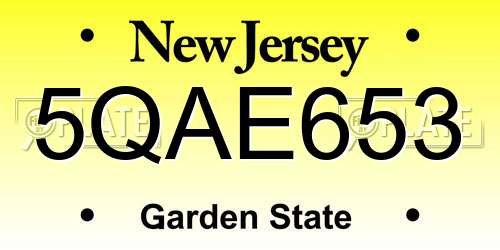 5QAE653 New Jersey License Plate