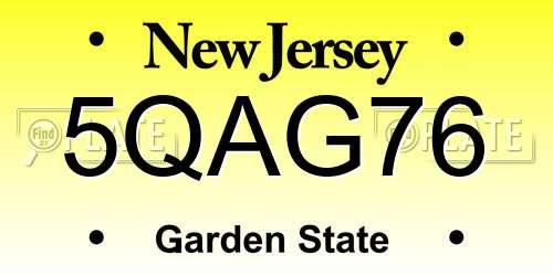 5QAG76 New Jersey License Plate