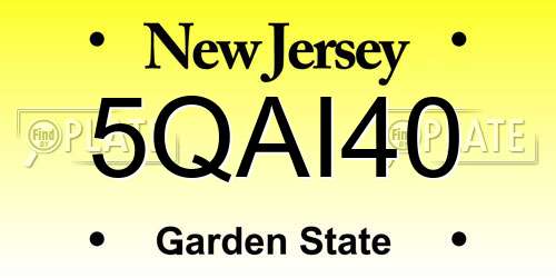 5QAI40 New Jersey License Plate