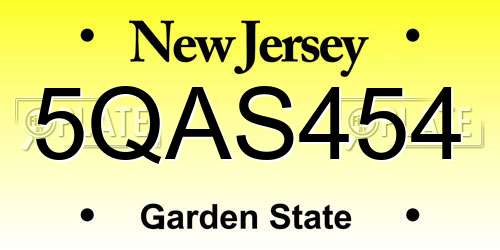 5QAS454 New Jersey License Plate