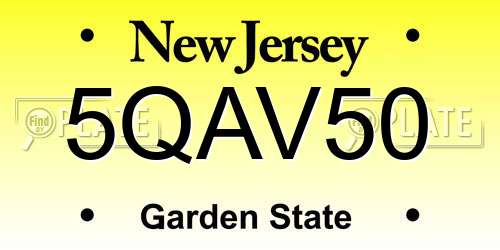 5QAV50 New Jersey License Plate