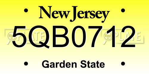 5QB0712 New Jersey License Plate