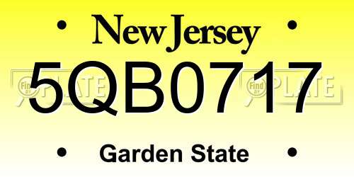 5QB0717 New Jersey License Plate