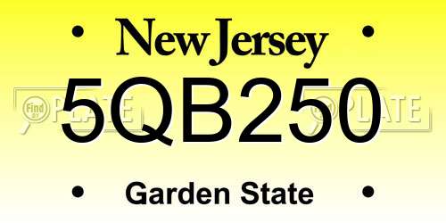 5QB250 New Jersey License Plate