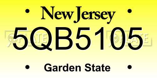 5QB5105 New Jersey License Plate