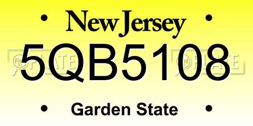 5QB5108 New Jersey License Plate
