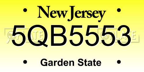 5QB5553 New Jersey License Plate
