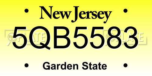 5QB5583 New Jersey License Plate