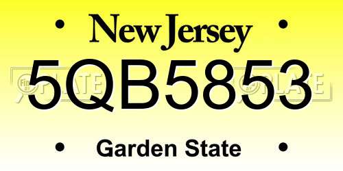 5QB5853 New Jersey License Plate