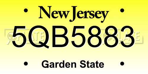 5QB5883 New Jersey License Plate