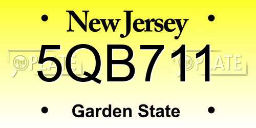 5QB711 New Jersey License Plate