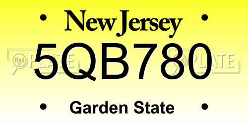 5QB780 New Jersey License Plate