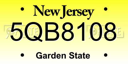 5QB8108 New Jersey License Plate