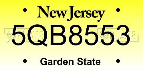 5QB8553 New Jersey License Plate