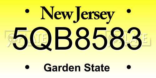 5QB8583 New Jersey License Plate