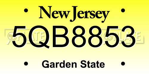 5QB8853 New Jersey License Plate
