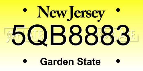 5QB8883 New Jersey License Plate