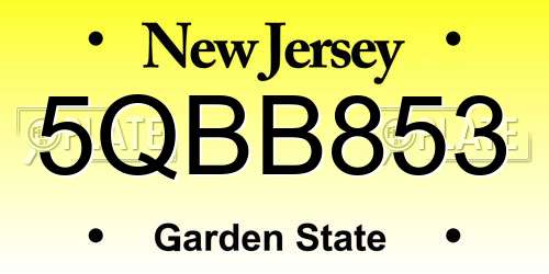 5QBB853 New Jersey License Plate
