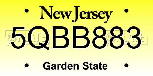 5QBB883 New Jersey License Plate