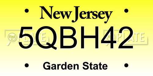 5QBH42 New Jersey License Plate