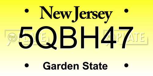 5QBH47 New Jersey License Plate