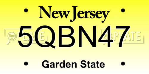 5QBN47 New Jersey License Plate