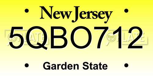 5QBO712 New Jersey License Plate