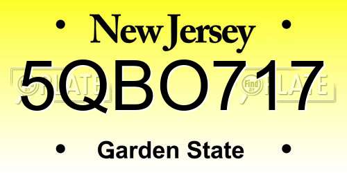 5QBO717 New Jersey License Plate