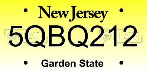 5QBQ212 New Jersey License Plate