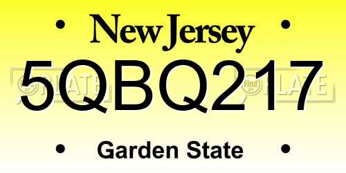 5QBQ217 New Jersey License Plate