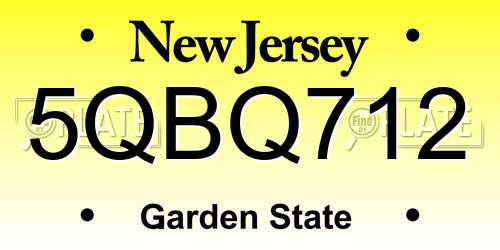 5QBQ712 New Jersey License Plate