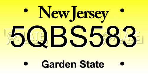 5QBS583 New Jersey License Plate