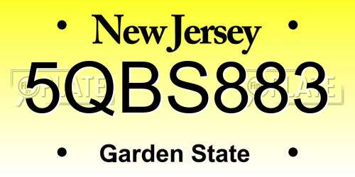5QBS883 New Jersey License Plate